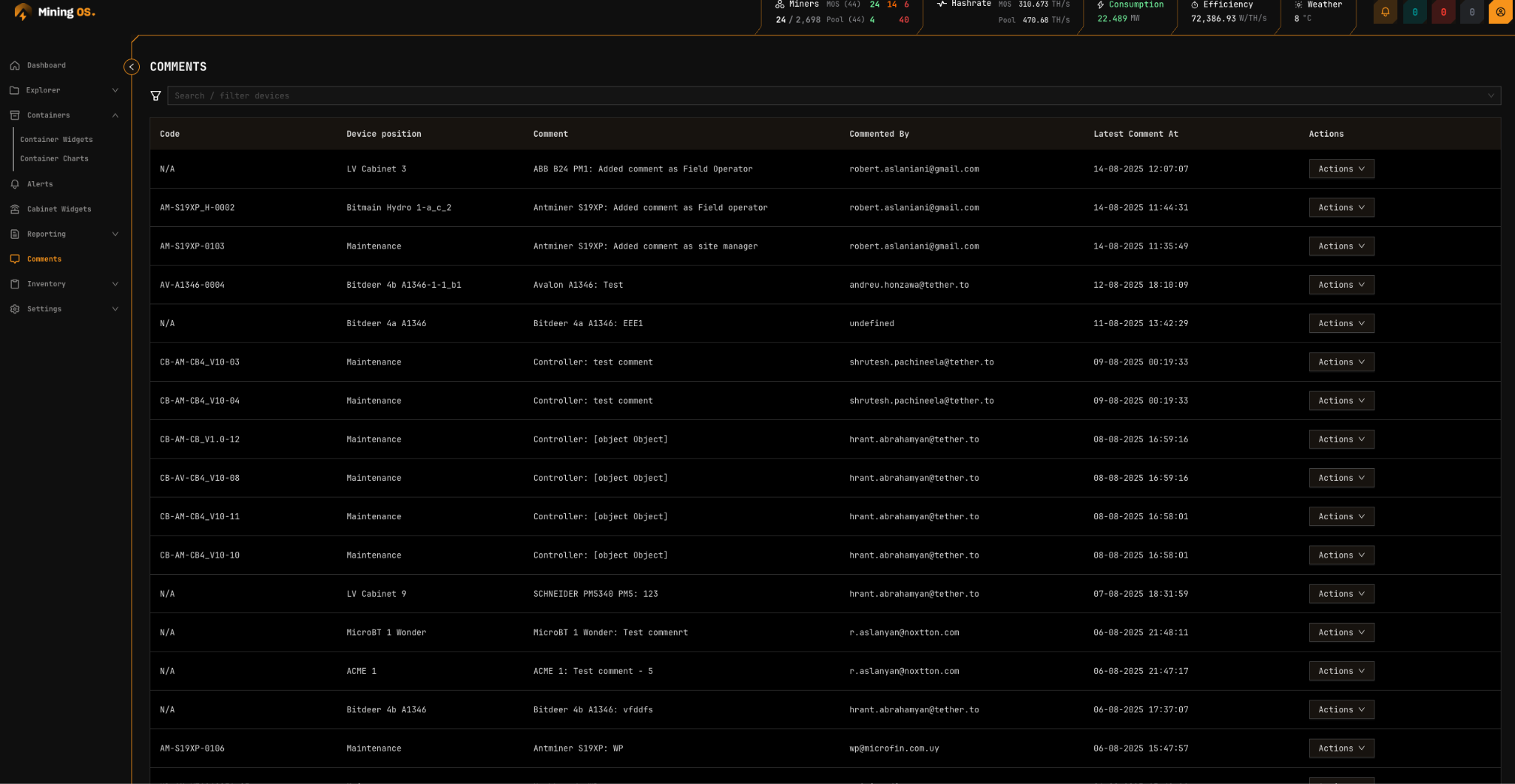 Comments Overview