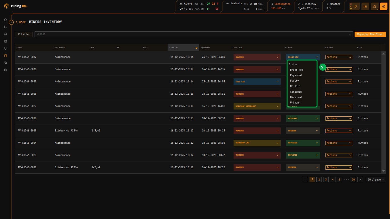 Status Dropdown